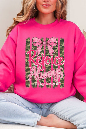 Rejoice Always Girly Camo Heavy Blend Crew Sweatshirt - Wholesale Accessory Market