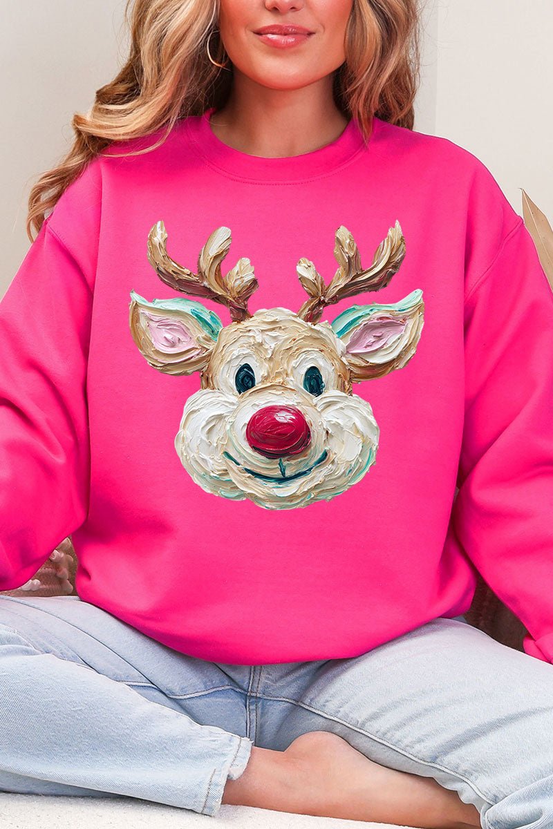 The Colorful Painted Reindeer Heavy Blend Crew Sweatshirt - Wholesale Accessory Market