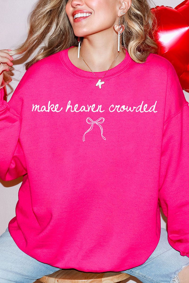 White Make Heaven Crowded Coquette Heavy Blend Crew Sweatshirt - Wholesale Accessory Market