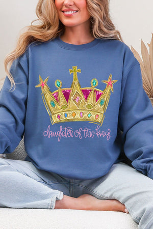 Bejeweled Daughter Of The King Heavy Blend Crew Sweatshirt - Wholesale Accessory Market