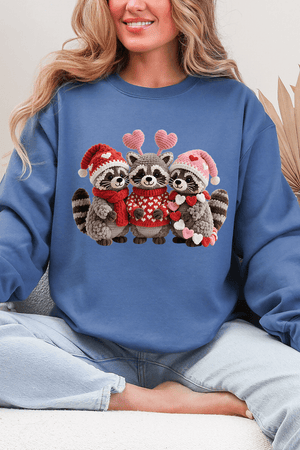 Faux Yarn Raccoon Romance Heavy Blend Crew Sweatshirt - Wholesale Accessory Market