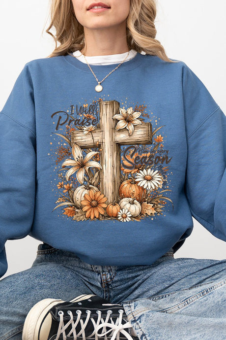 Harvest Praise Cross Heavy Blend Crew Sweatshirt - Wholesale Accessory Market