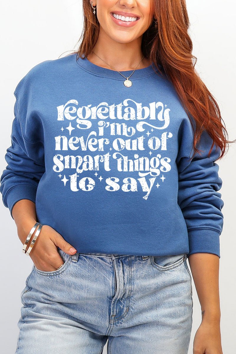 Never Out Of Smart Things Heavy Blend Crew Sweatshirt - Wholesale Accessory Market