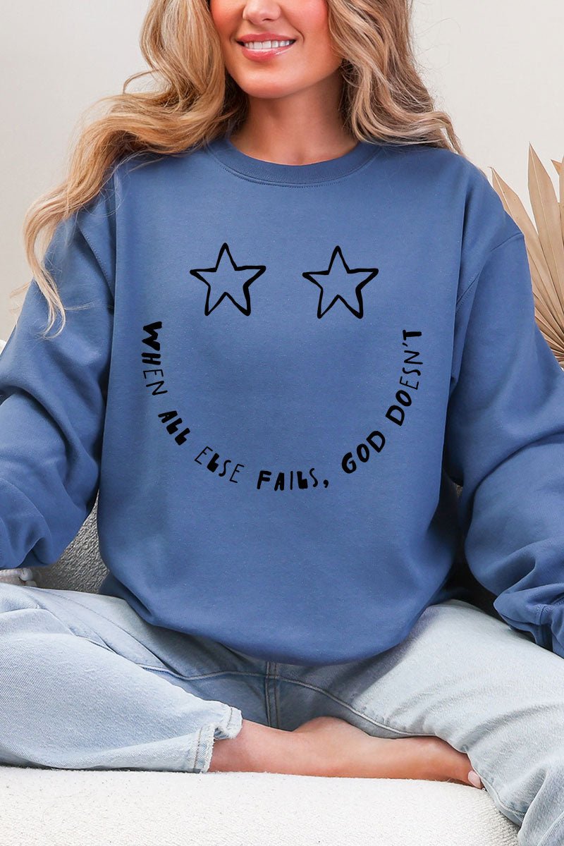 Star Eyes God Never Fails Heavy Blend Crew Sweatshirt - Wholesale Accessory Market