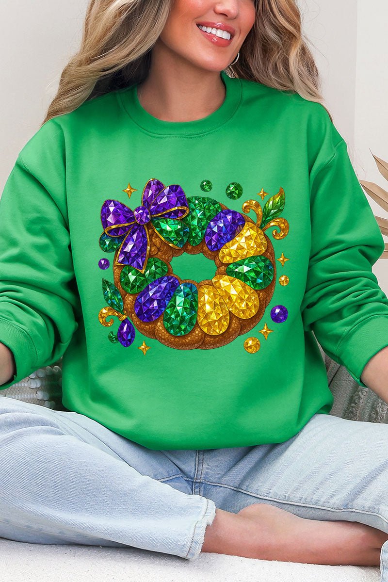Faux Rhinestone King Cake Heavy Blend Crew Sweatshirt - Wholesale Accessory Market