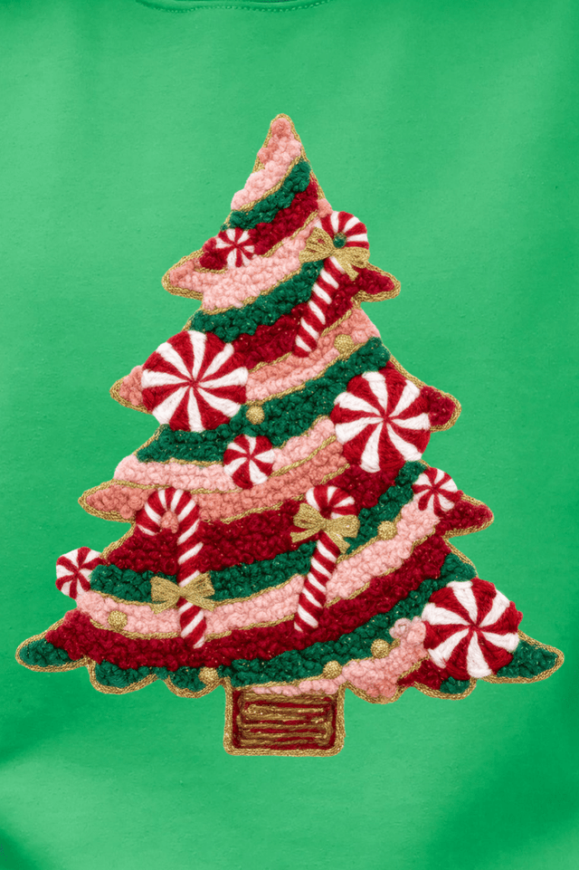 Faux Yarn Candy Cane Wishes Heavy Blend Crew Sweatshirt - Wholesale Accessory Market