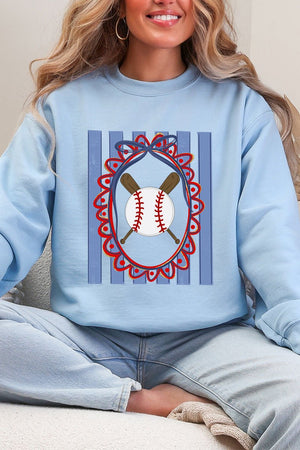 Baseball Stripes Heavy Blend Crew Sweatshirt - Wholesale Accessory Market