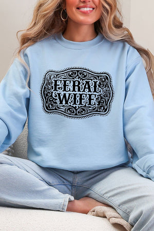 Belt Buckle Feral Wife Heavy Blend Crew Sweatshirt - Wholesale Accessory Market