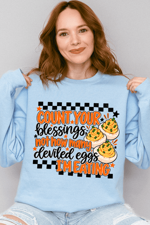 Count Blessings Not Deviled Eggs Heavy Blend Crew Sweatshirt - Wholesale Accessory Market