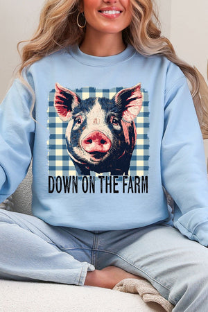 Down By The Farm Pig Heavy Blend Crew Sweatshirt - Wholesale Accessory Market