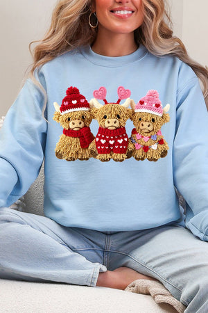 Faux Yarn Highland Hearts Heavy Blend Crew Sweatshirt - Wholesale Accessory Market
