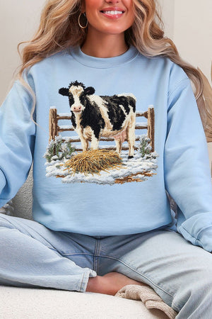 Faux Yarn Moo In The Snow Heavy Blend Crew Sweatshirt - Wholesale Accessory Market
