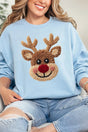 Faux Yarn Red Nose Reindeer Heavy Blend Crew Sweatshirt - Wholesale Accessory Market