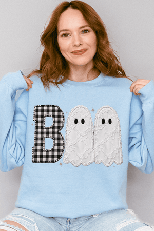 Gingham & Lace Boo Heavy Blend Crew Sweatshirt - Wholesale Accessory Market