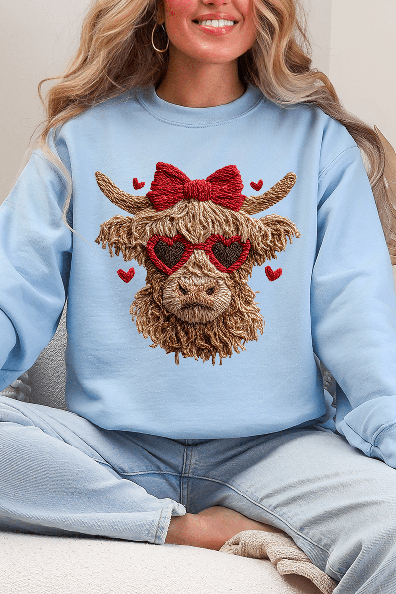 Heartbreaking Heifer Faux Yarn Heavy Blend Crew Sweatshirt - Wholesale Accessory Market