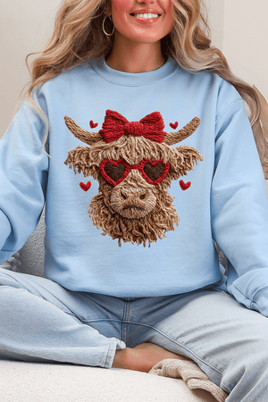 Heartbreaking Heifer Faux Yarn Heavy Blend Crew Sweatshirt - Wholesale Accessory Market