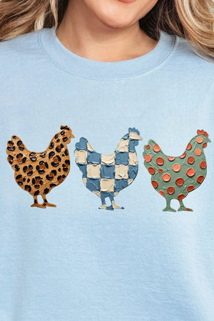 Painted Hen Trio Heavy Blend Crew Sweatshirt - Wholesale Accessory Market