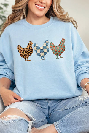 Painted Hen Trio Heavy Blend Crew Sweatshirt - Wholesale Accessory Market