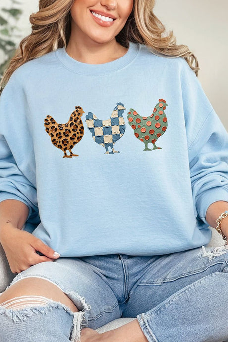 Painted Hen Trio Heavy Blend Crew Sweatshirt - Wholesale Accessory Market