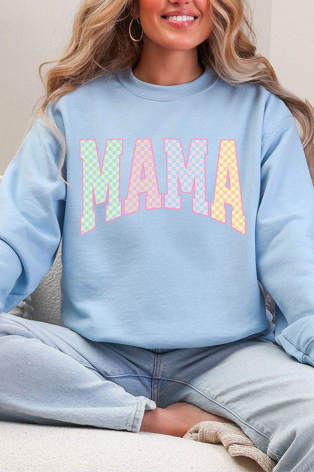 Pastel Checkered Mama Heavy Blend Crew Sweatshirt - Wholesale Accessory Market