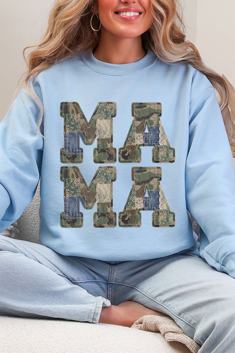 Patchwork Camo Mama Heavy Blend Crew Sweatshirt - Wholesale Accessory Market