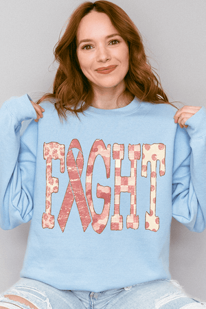 Pink Patterned Fight Heavy Blend Crew Sweatshirt - Wholesale Accessory Market
