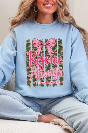 Rejoice Always Girly Camo Heavy Blend Crew Sweatshirt - Wholesale Accessory Market