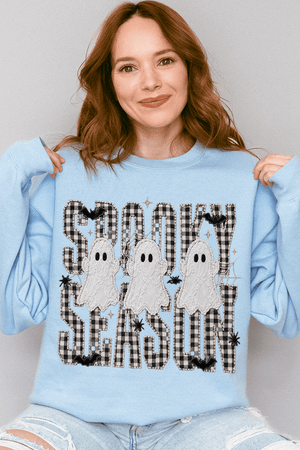 Spooky Season Gingham & Ghosts Heavy Blend Crew Sweatshirt - Wholesale Accessory Market