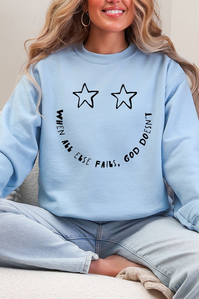 Star Eyes God Never Fails Heavy Blend Crew Sweatshirt - Wholesale Accessory Market