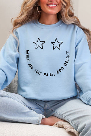 Star Eyes God Never Fails Heavy Blend Crew Sweatshirt - Wholesale Accessory Market
