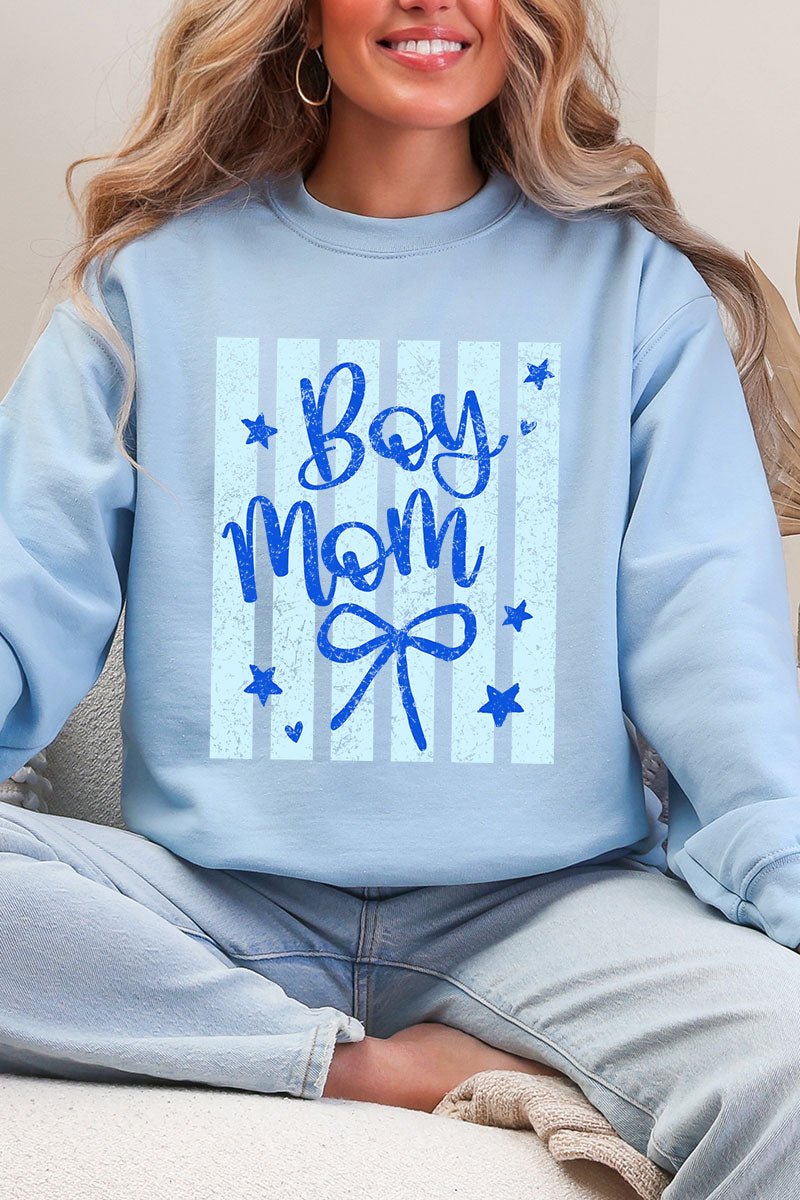 Striped Stars Boy Mom Heavy Blend Crew Sweatshirt - Wholesale Accessory Market