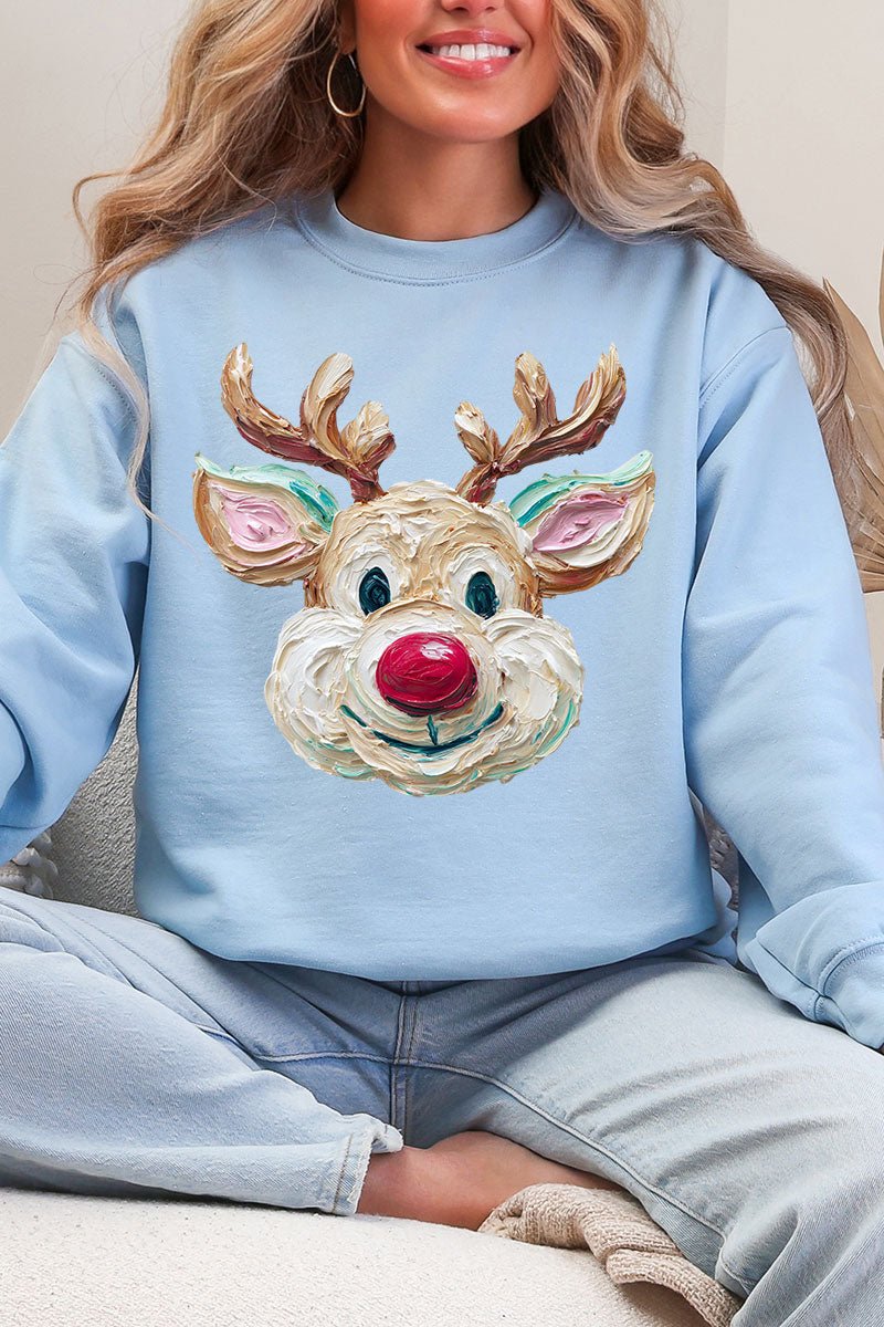 The Colorful Painted Reindeer Heavy Blend Crew Sweatshirt - Wholesale Accessory Market