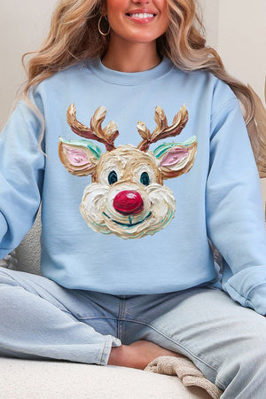The Colorful Painted Reindeer Heavy Blend Crew Sweatshirt - Wholesale Accessory Market