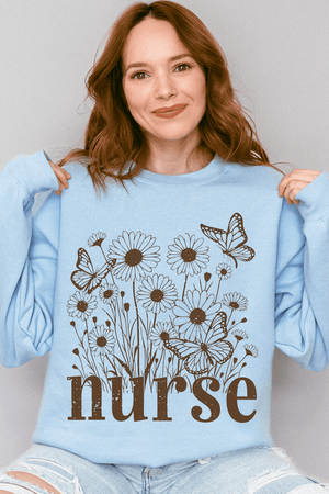 Wildflower Nurse Heavy Blend Crew Sweatshirt - Wholesale Accessory Market