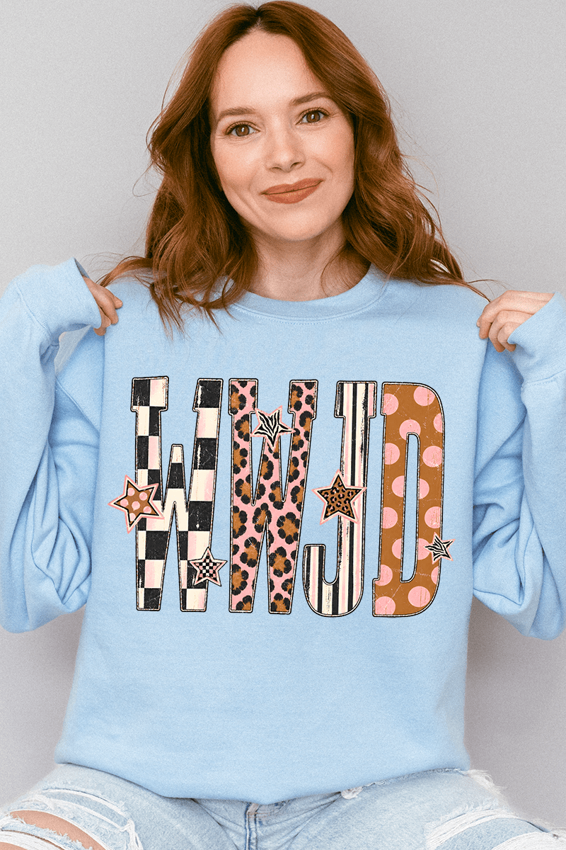 WWJD Pattern Pop Heavy Blend Crew Sweatshirt - Wholesale Accessory Market