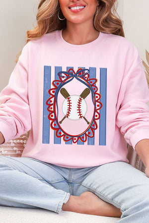 Baseball Stripes Heavy Blend Crew Sweatshirt - Wholesale Accessory Market