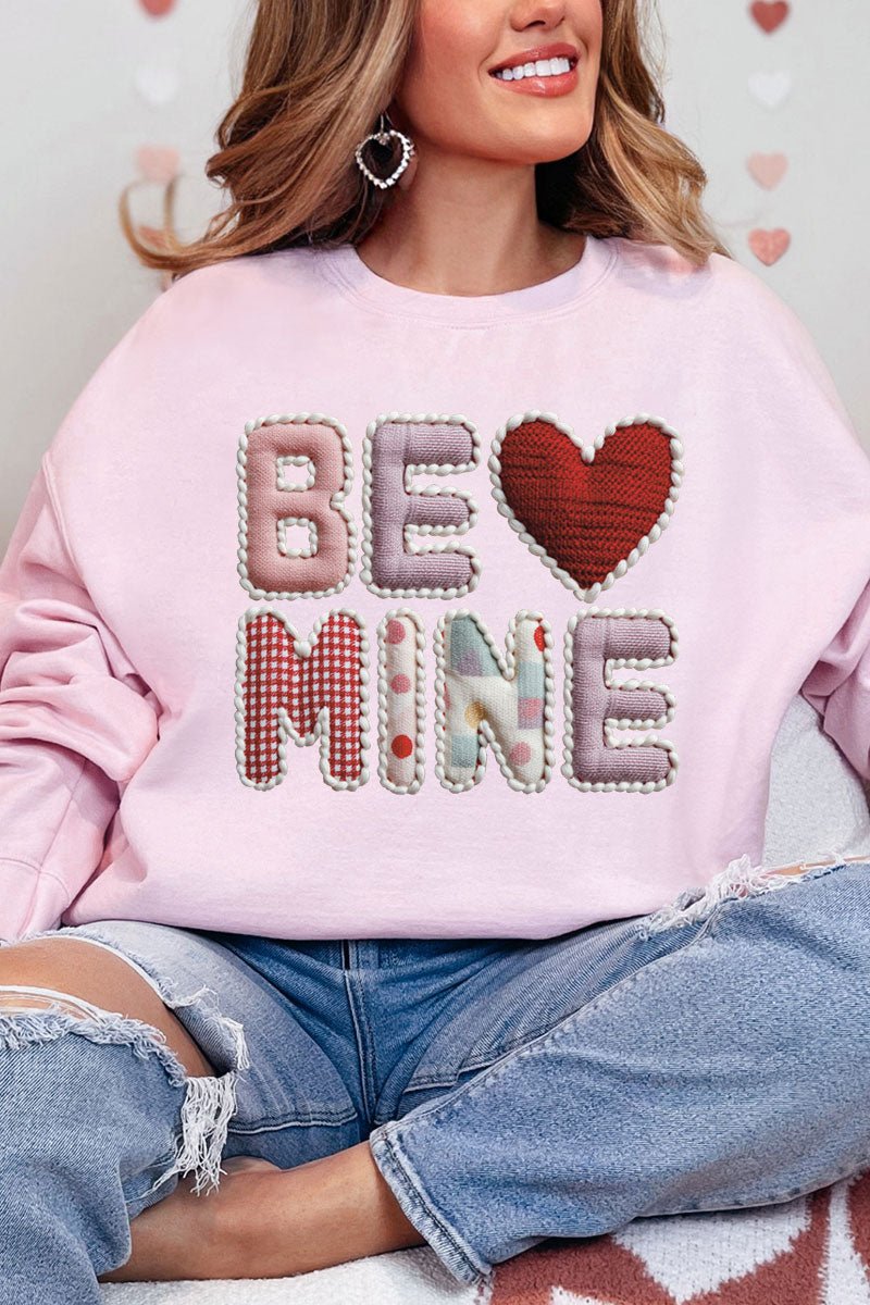 Be Mine Faux Yarn Heavy Blend Crew Sweatshirt - Wholesale Accessory Market