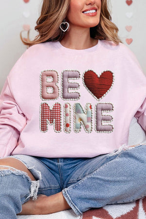Be Mine Faux Yarn Heavy Blend Crew Sweatshirt - Wholesale Accessory Market