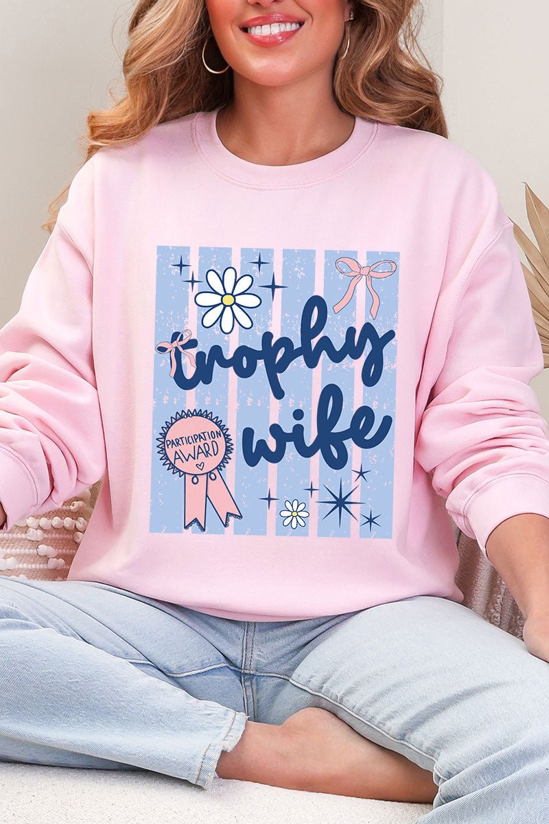 Blue Striped Trophy Wife Heavy Blend Crew Sweatshirt - Wholesale Accessory Market