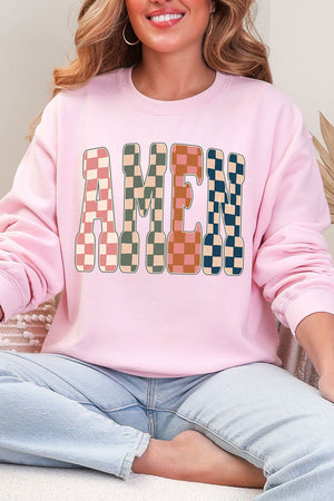 Checkered Amen Heavy Blend Crew Sweatshirt - Wholesale Accessory Market