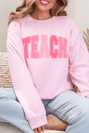 Checkered Teach Heavy Blend Crew Sweatshirt - Wholesale Accessory Market