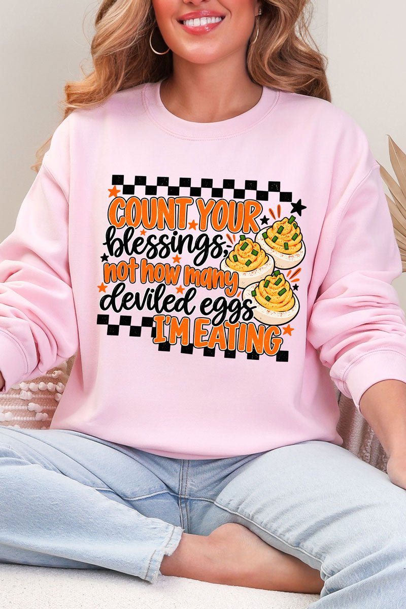 Count Blessings Not Deviled Eggs Heavy Blend Crew Sweatshirt - Wholesale Accessory Market