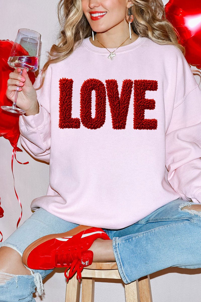Fall In Love Faux Yarn Heavy Blend Crew Sweatshirt | Wholesale ...