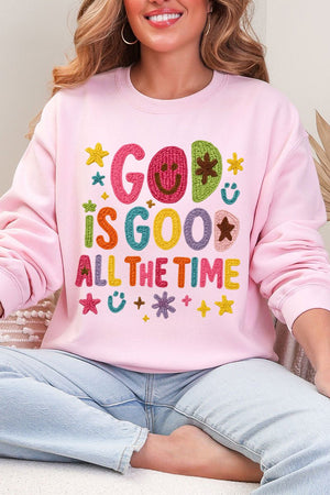 Faux Yarn God Is Good Heavy Blend Crew Sweatshirt - Wholesale Accessory Market