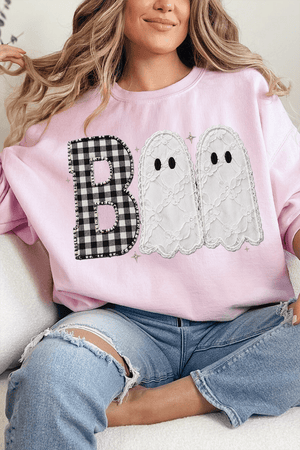 Gingham & Lace Boo Heavy Blend Crew Sweatshirt - Wholesale Accessory Market