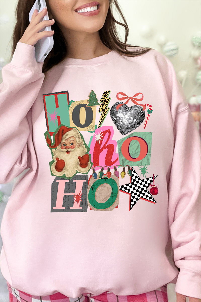 Ho Ho Retro Christmas Heavy Blend Crew Sweatshirt - Wholesale Accessory Market