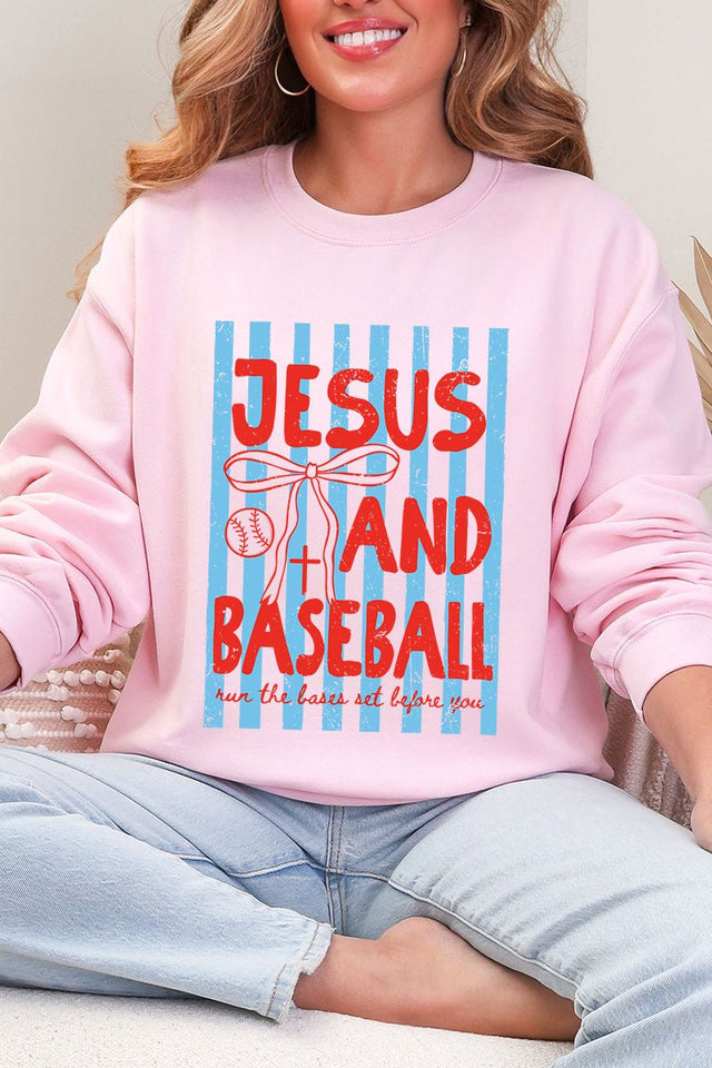 Jesus And Baseball Heavy Blend Crew Sweatshirt - Wholesale Accessory Market