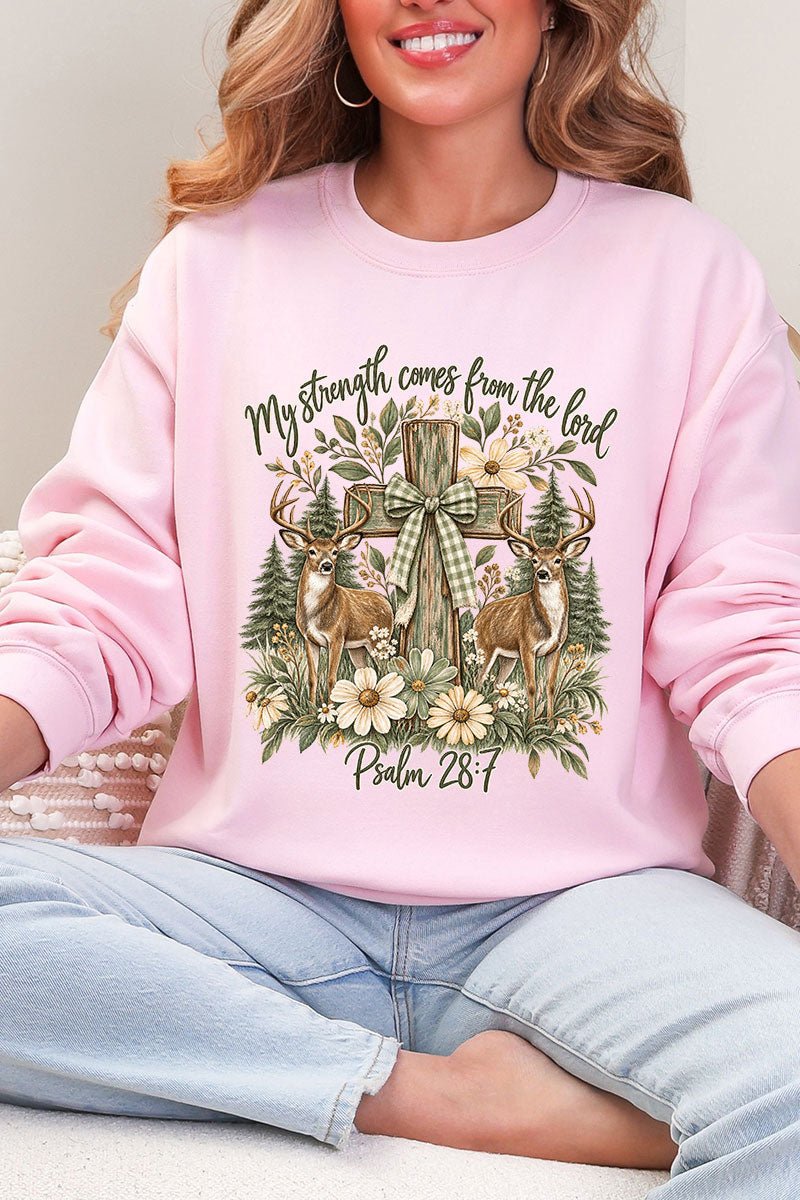 My Strength Woodland Deer Heavy Blend Crew Sweatshirt - Wholesale Accessory Market