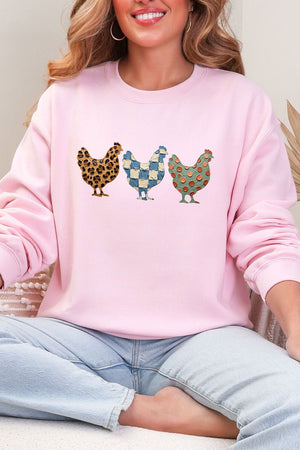 Painted Hen Trio Heavy Blend Crew Sweatshirt - Wholesale Accessory Market