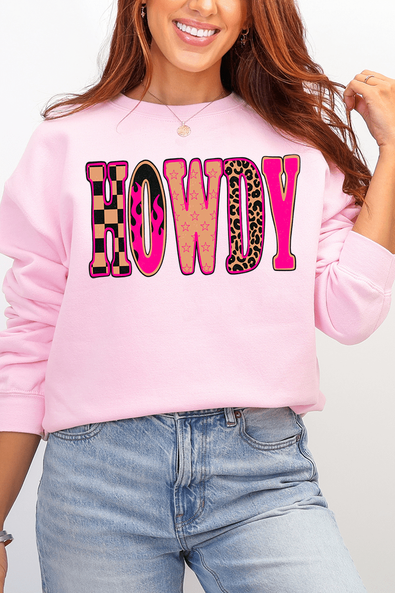 Pink Heat Howdy Heavy Blend Crew Sweatshirt - Wholesale Accessory Market